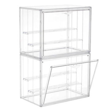 LXLXXL Acrylic Display Case for Collectibles 3 Layer Adjustable Figure Display Cases with Magnetic Door Clear Stackable Display 