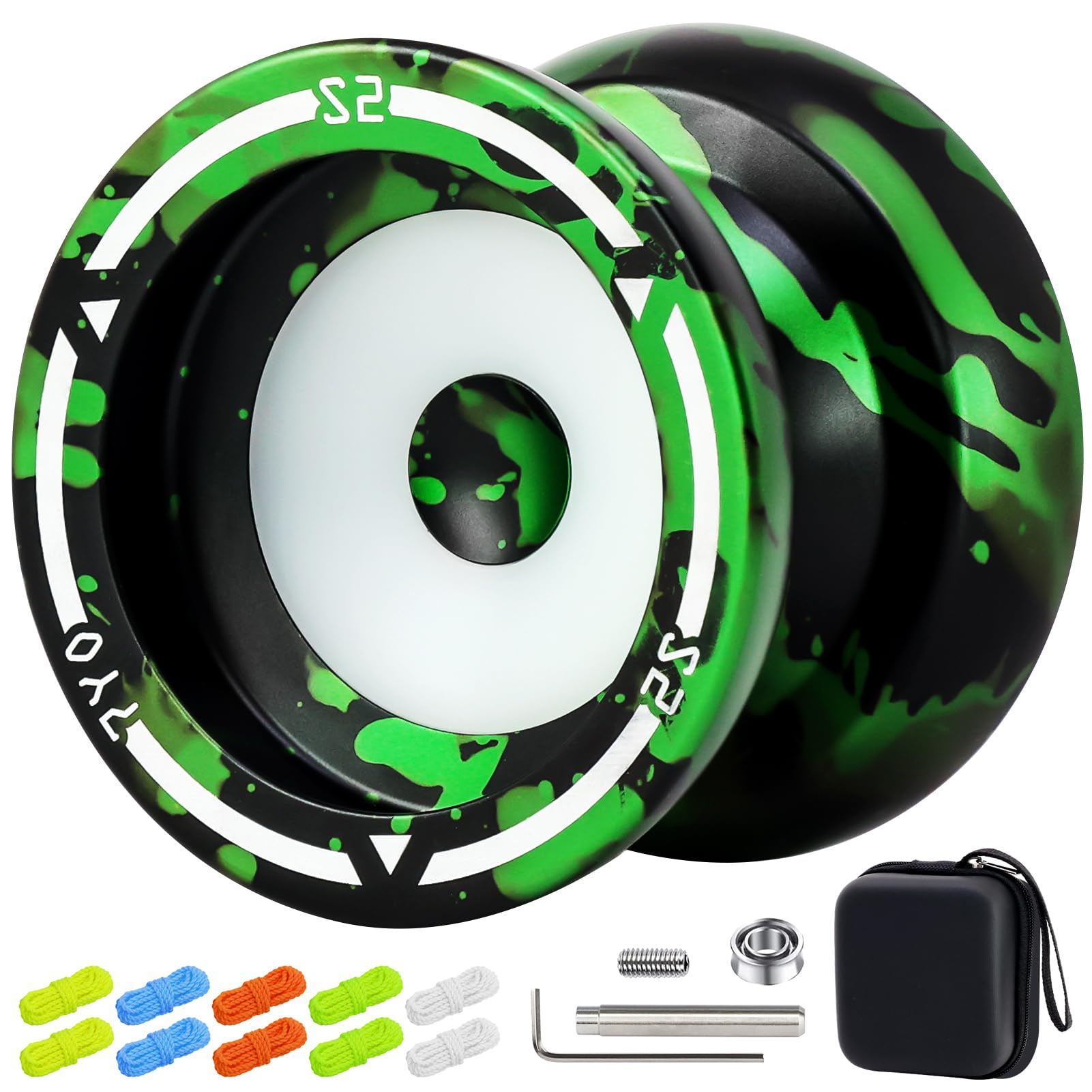7Yo S2 Responsive Yoyo, Professional Metal Yoyo For Beginner, Dual Purpose Yoyo Fingerspin Tricks Yoyo, Alloy And Pom Yoyo With