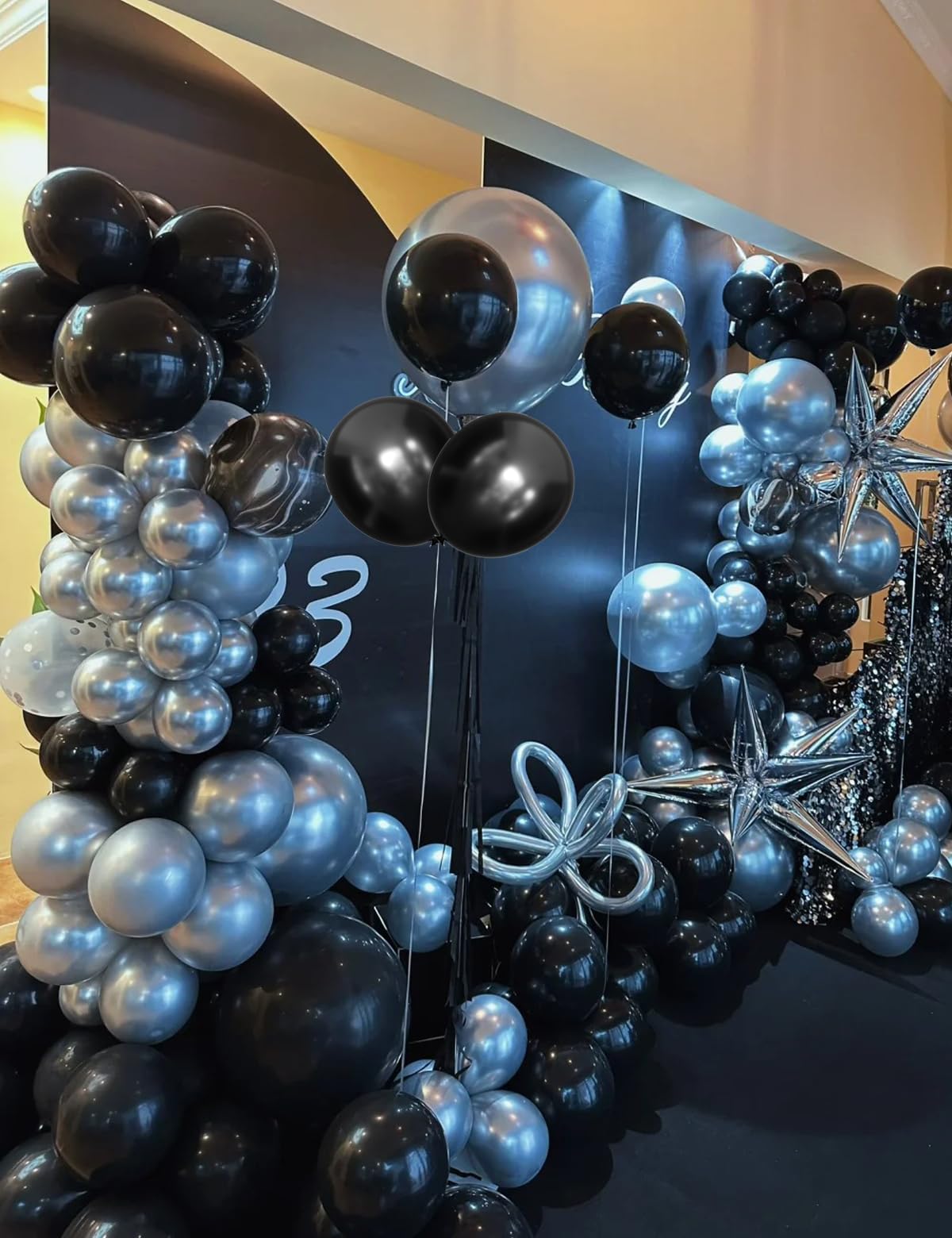 Moxmay Metallic Sliver Balloons Different Sizes, 102 Pcs 18 12 10 5 Inch Sliver Latex Chrome Balloon For Graduation Baby Shower