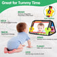 Arovan Tummy Time Baby Mirror Toy - Black & White High Contrast Infant Sensory Toy with Soft Activity Book & Teether for Newborns 0-3 Months