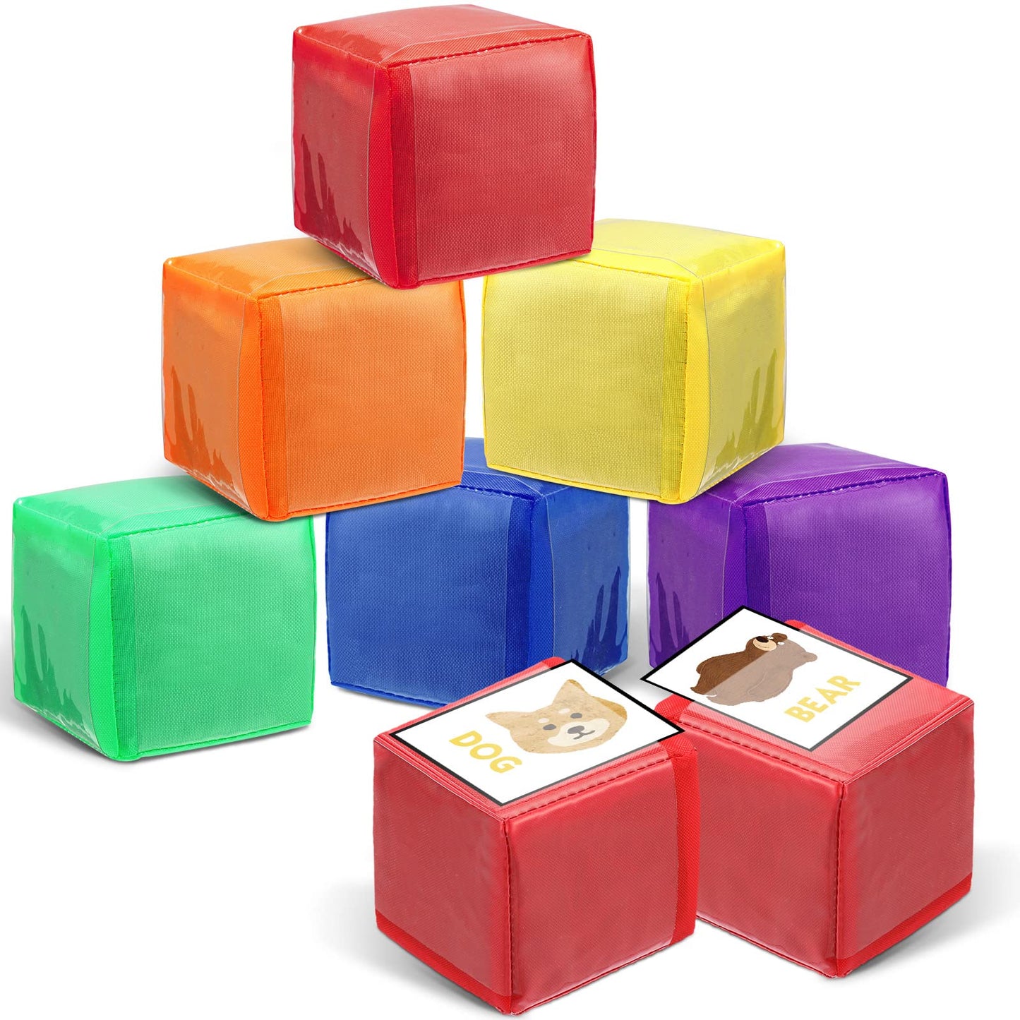 Yilloog 12 Pcs 3.15 Inch Diy Photo Pocket Dice For Classroom Large Clear Foam Dice Education Playing Game Cubes Set 6 Sided Stac