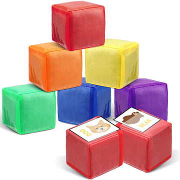Yilloog 12 Pcs 3.15 Inch Diy Photo Pocket Dice For Classroom Large Clear Foam Dice Education Playing Game Cubes Set 6 Sided Stac