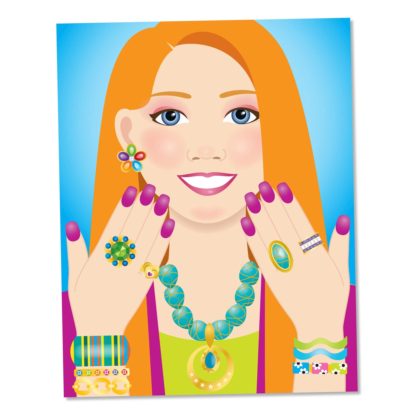 Melissa & Doug Jewelry and Nails Glitter Sticker Pad - 360+ Stickers, 15 Faces