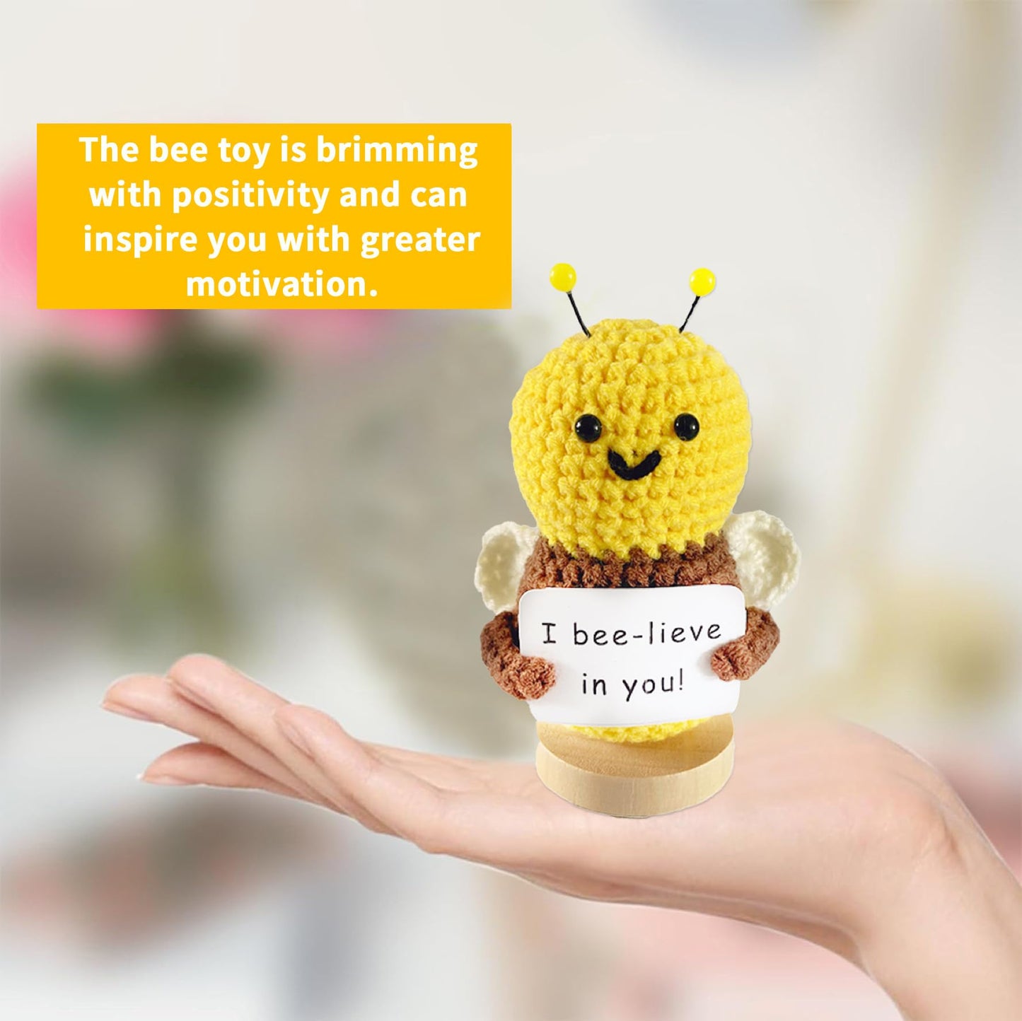 Aabxx Funny Mini Positive Potato,3 Inch Cute Crochet Doll With Positive Card,Soft Wool Knitting Toy Decoration Encouragement Support For Birthday Gifts Room Decor (Positive Bee)