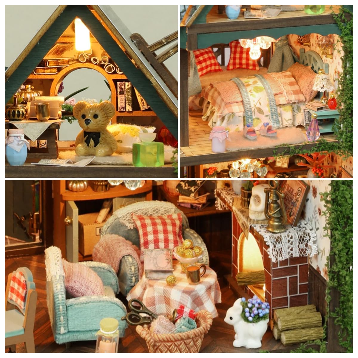 RHZN Miniature House Kit - DIY Dollhouse Building Kit for Adults, Wooden Botanical Design