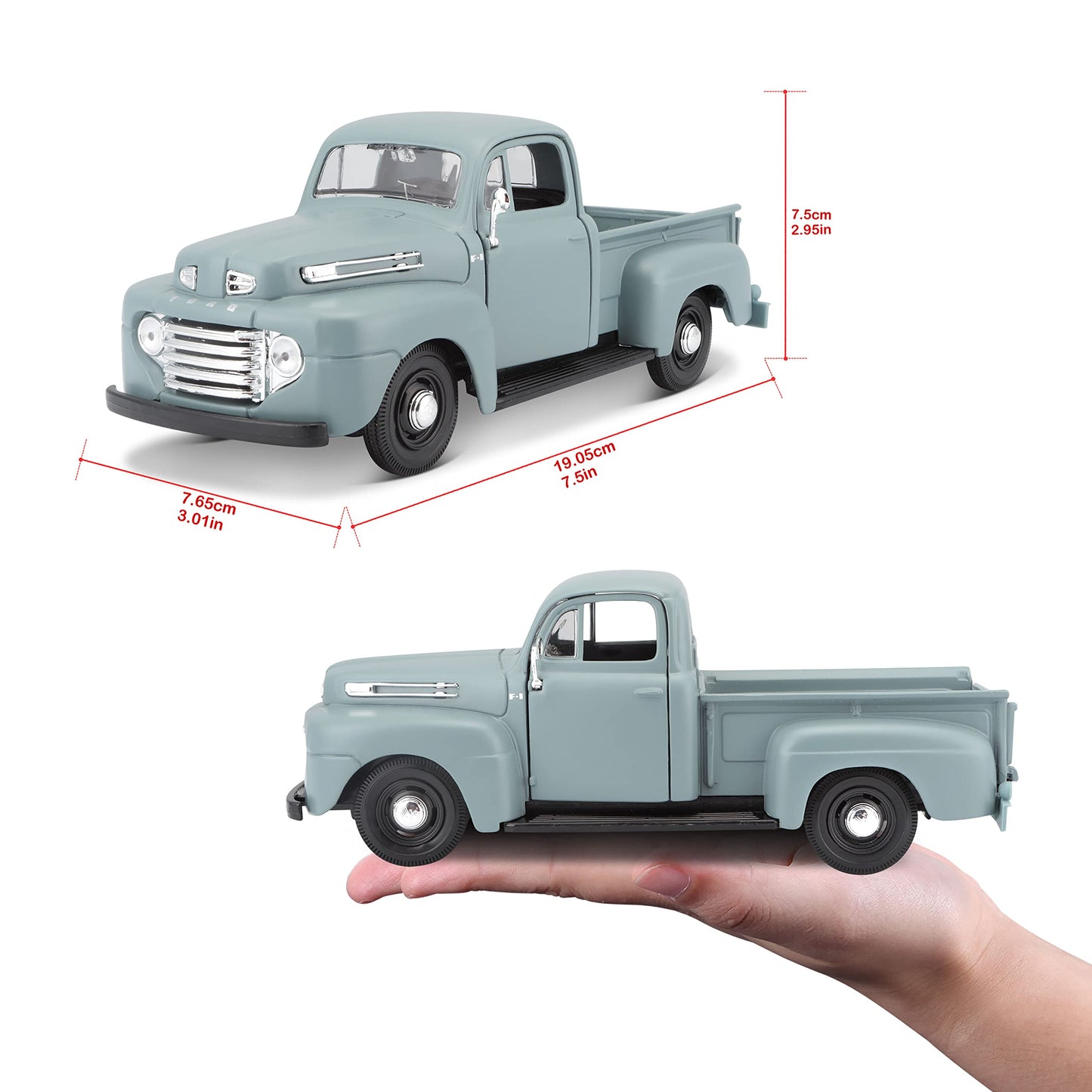 Maisto 1:25 Scale 1948 Ford F-1 Pickup Diecast Truck Vehicle, Colors May Vary [Grey/Blue]