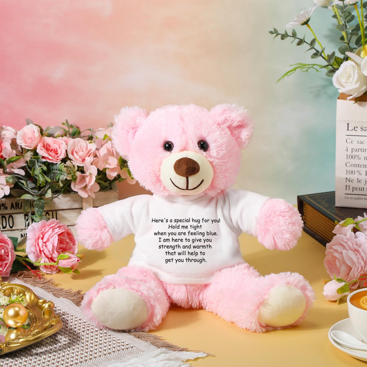 Lenwen A Bear Hug Gift Get Well Soon Bear Gift Sympathy Gift For Women Plush Stuffed Animal Bear Hug Thinking Of You Gift Condol