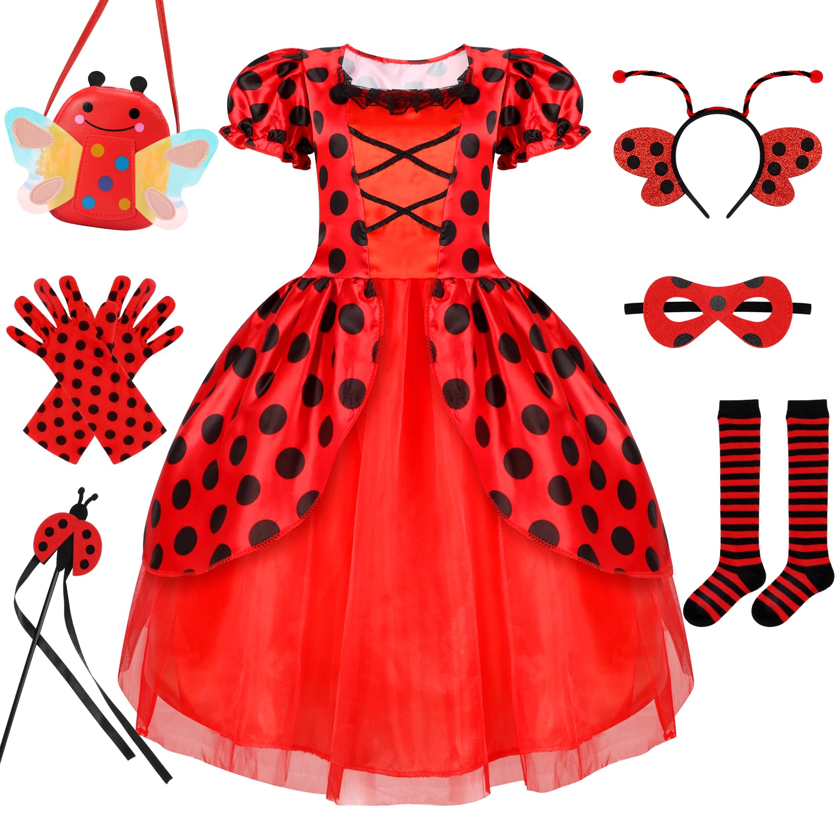 Ladybug Costume Lady Bug Costumes For Girls Halloween Costumes For Kids Toddler Costume Ladybug Dress Ladybird Dress Up For Birthday Christmas 3-4 Years