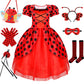 Ladybug Costume Lady Bug Costumes For Girls Halloween Costumes For Kids Toddler Costume Ladybug Dress Ladybird Dress Up For Birthday Christmas 9-10 Years