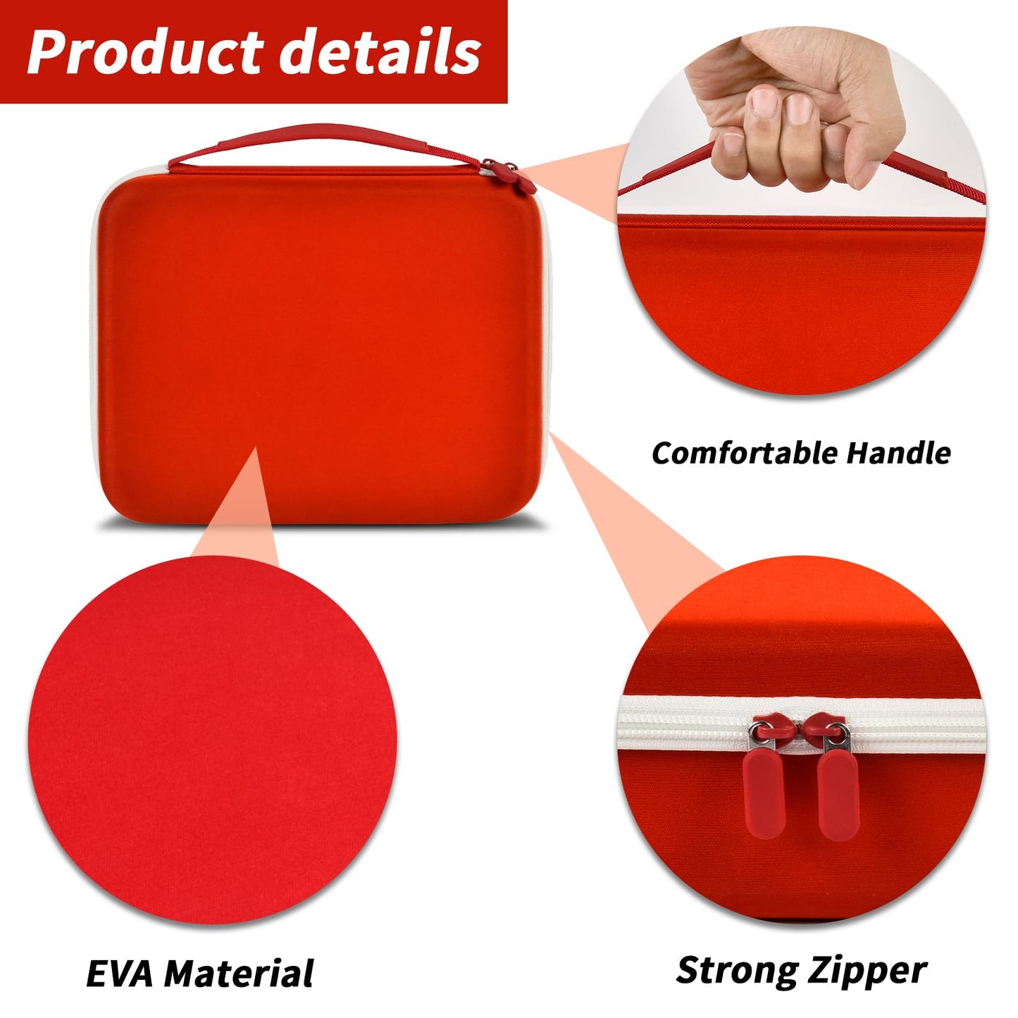 Grapsa Speed Cube Storage Case Bag - Holds 12+ Fidget Toys, Mesh Pocket, Red