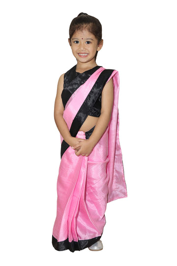 Raj Costume Traditional Indian Saree Costume for Girls with Black Blouse (Rani Laxmi Bai Green, 24Size_45Year)