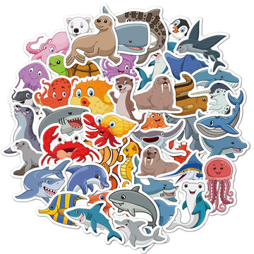 100Pcs Sea Animals Stickers For Kids Waterproof Vinyl Cute Ocean Stickers For Water Bottle Scrapbook Laptop Skateboard Computer Stickers For Teens Kids Girls