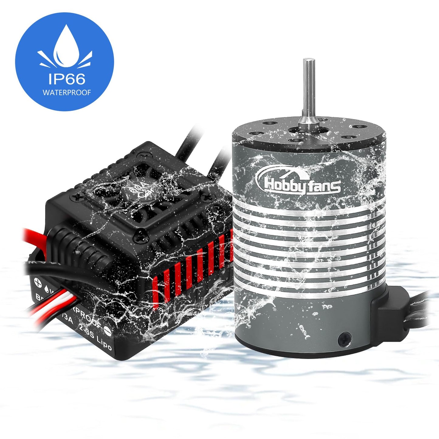 Hobby Fans Waterproof S3650 3900KV Brushless Motor 3.175mm Shaft with 60A Sensorless Brushless ESC Electric Speed Controller Com
