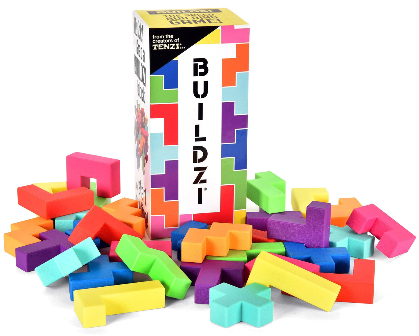 Tenzi Buildzi The Fast Stacking Building Block Game For The Whole Family - 2 To 4 Players Ages 6 To 96 - Plus Fun Party Games For Up To 8 Players - Perfect Kids Game For Game Night