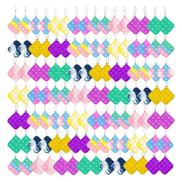 110Pcs Random Color Mini Pop Keychain Fidget Toy Push Bubble Pop Silicone Squeeze Sensory Toys Make Fun For Kids Anxiety Stress Reliever For Adults