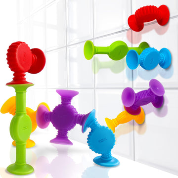 Bunmo Easter Basket Stuffers - Suction Bath Toys - Connect, Build, Create - Bath Toy - Easter Basket Essentials - Stimulating Sensory Toy - Non-Mouthable Toy 3+ - Textured 10 Pack