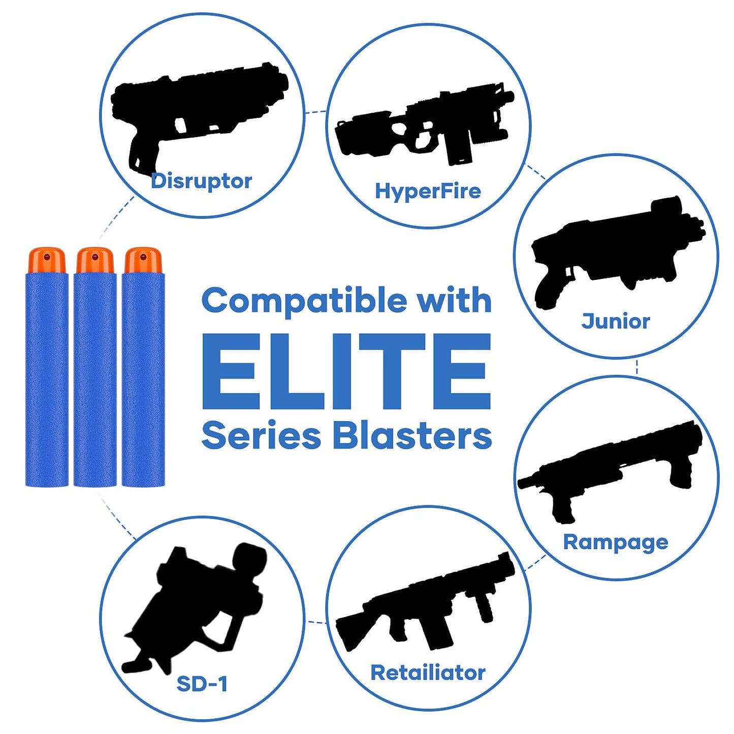 Pokiiulk 300 Darts Fits for Nerf advanced Blasters  Compatible with Disruptor  Strongarm etc. advanced Blasters  with a Target Fits for Nerf Blasters  Blue  0.4in