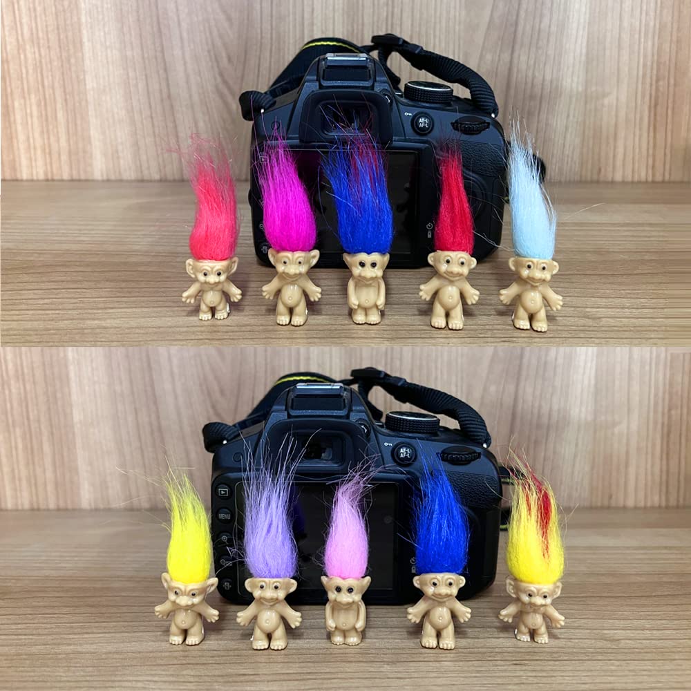10Pcs Mini Troll Dolls, Troll Toys Vintage Lucky Trolls Dolls Action Figures 1.2' Cake Toppers Chromatic Adorable Cute Little Guys Collection, School Project, Arts Crafts, Party Favors