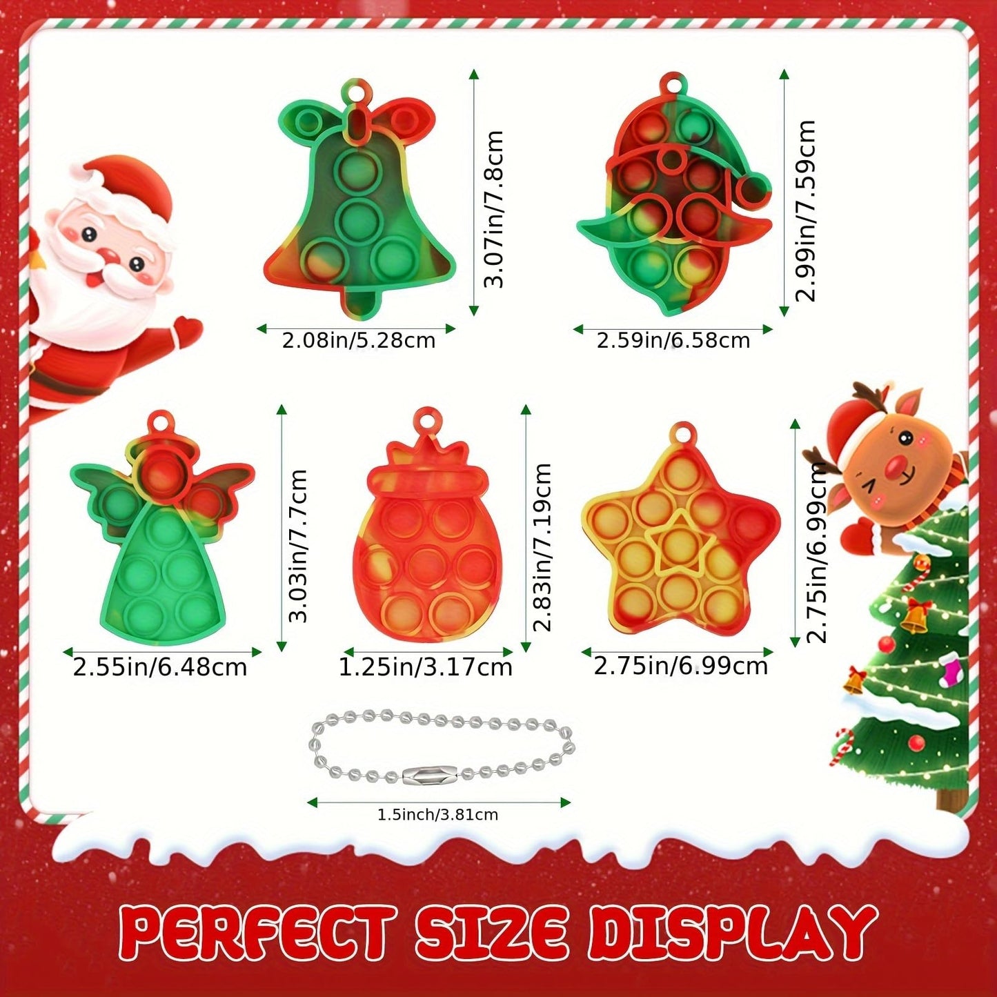 Jdsty 24 Pack Christmas Mini Pop Fidget Toy Pack For Kids Girls Boys Toddlers Christmas Stocking Stuffers Party Favors Gifts Str