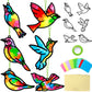 Qyeahkj 36 Set Bird Suncatchers Crafts for Kids DIY Bird Window Tissue Paper Craft Kit Animal Hanging Decor for Summer School Ho