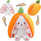 Miaodam Reversible Carrot Bunny Stuffed Animal, Carrot Rabbit Ears Zip Plush Stuffed, Fruit Bunny Plush In A Carrot, Fluffy Rabbit Plushies Funny Hide Seek Bunny Toy For Girls Gifts Girlfriend