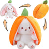 Miaodam Reversible Carrot Bunny Stuffed Animal, Carrot Rabbit Ears Zip Plush Stuffed, Fruit Bunny Plush In A Carrot, Fluffy Rabbit Plushies Funny Hide Seek Bunny Toy For Girls Gifts Girlfriend