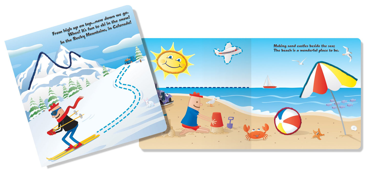 Wikki Stix Adventures Across America Board Book - Travel Essential For Preschoolers! Includes 36 To Use When Traveling Across Am