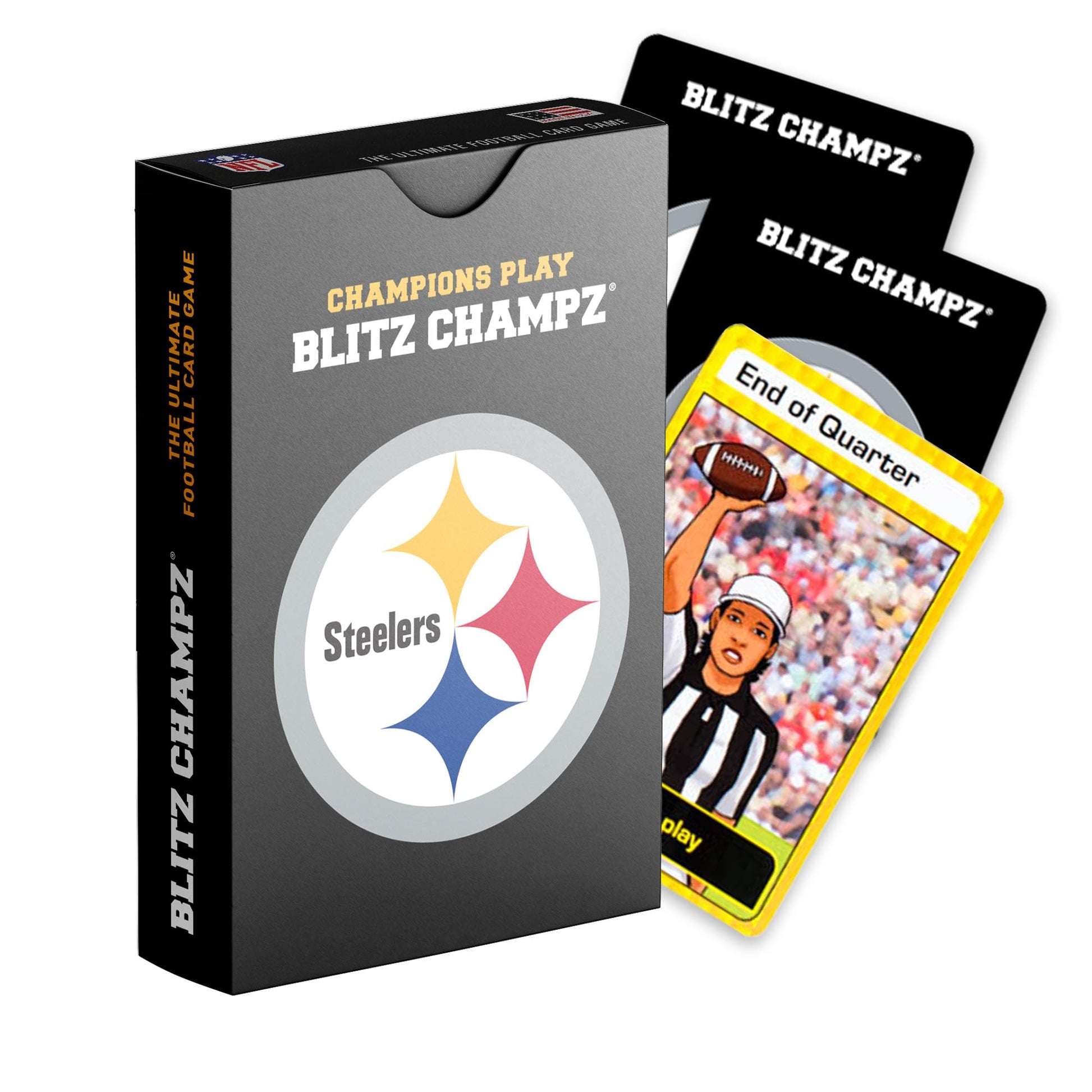 Blitz Champz Pittsburgh Steelers- Official NFL Playing Cards & Pittsburgh Steelers Gifts for Men & Women, Fun Travel Card Games 