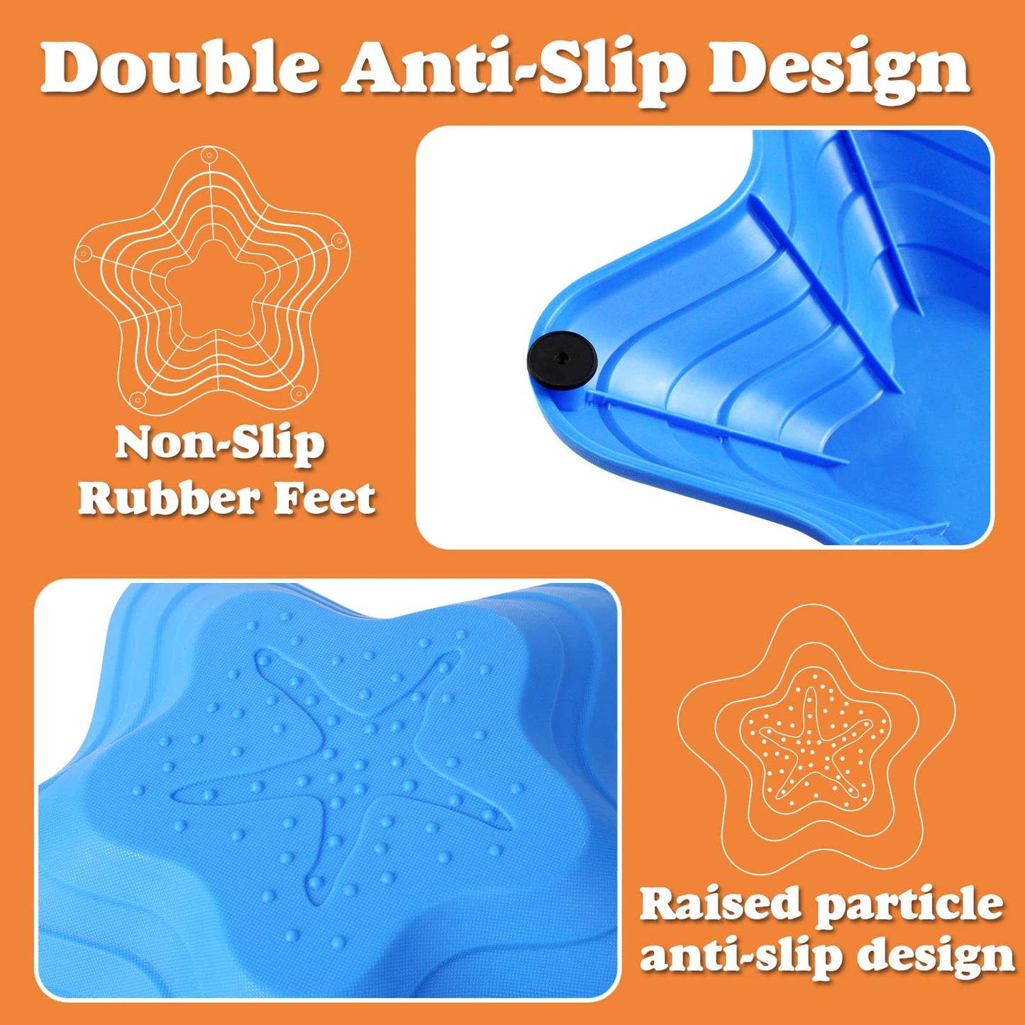 Gentle Monster Stepping Stones For Kids, Set Of 8 Pcs For Balance With Non-Slip Bottom - Exercise Coordination And Stability