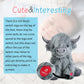Tonpect Highland Cow Plush Toy - Mooing Sound, 10 inch, Grey Cotton, Model Toys105, Cuddly Farm Gift for Boys and Girls