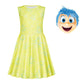 Cefirature Girls Joy Costume Dress With Mask Toddler Kids Cartoon Printed 2 Two Movie Outfits Casual Daily School Wear Dress Up Halloween Birthday Gift