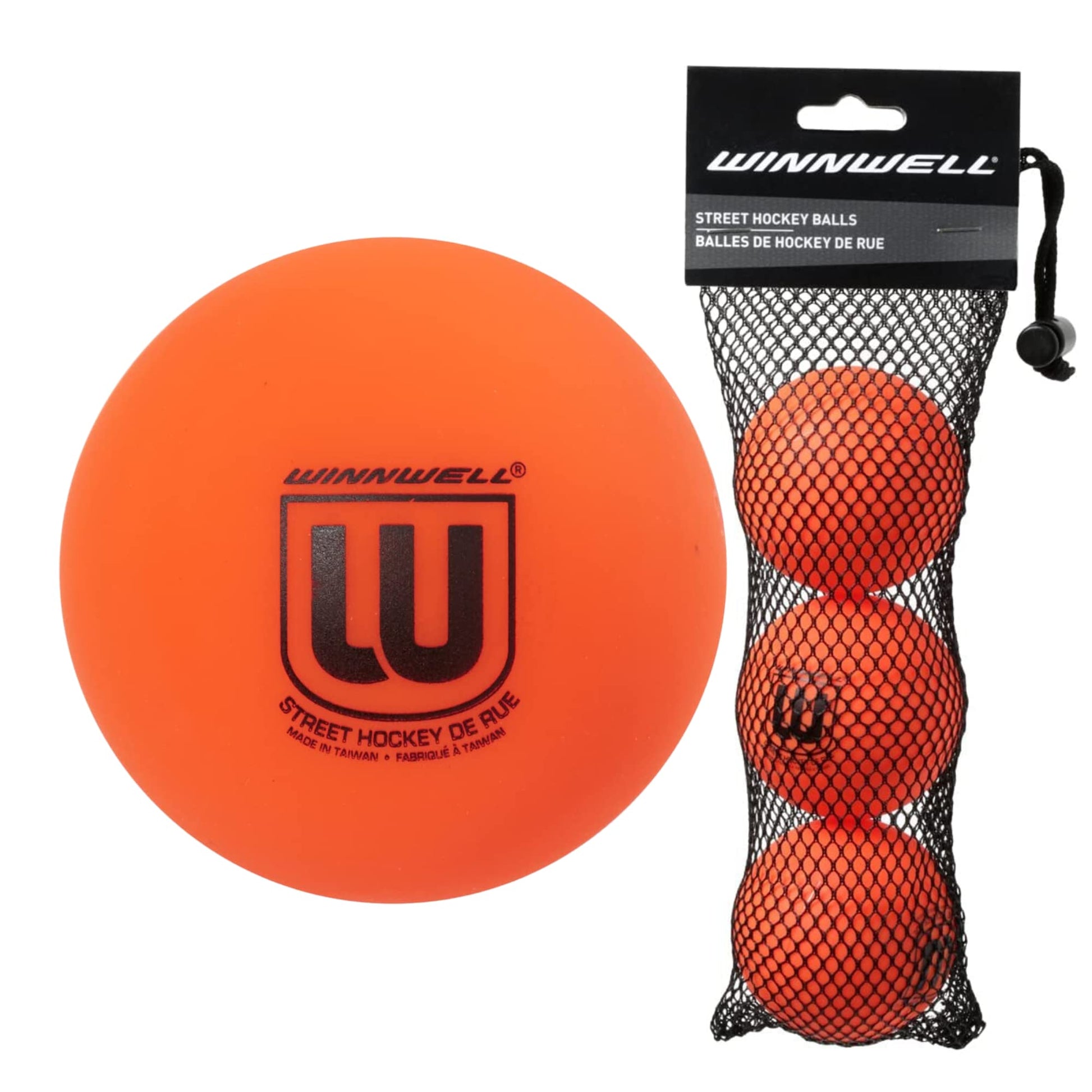 Winnwell Sports Street Hockey Balls - Indoor & Outdoor Balls with Storage Bag - Hockey Gear Ideal for Field  Road  Or Street Hockey Games - 65mm & 50 Gram Weight