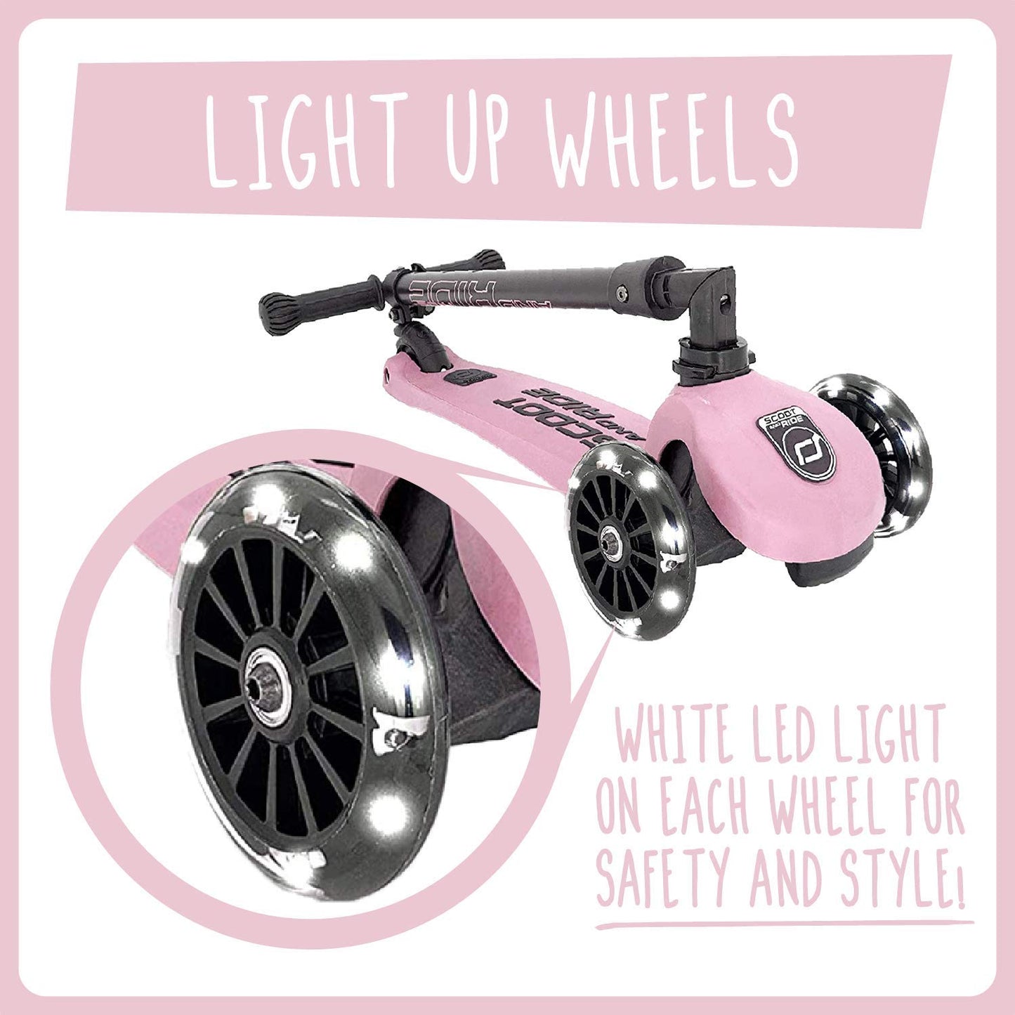 Scoot & Ride Stand-Up Push Scooter For Children Ages 3-6, Highwaykick 3, Rose