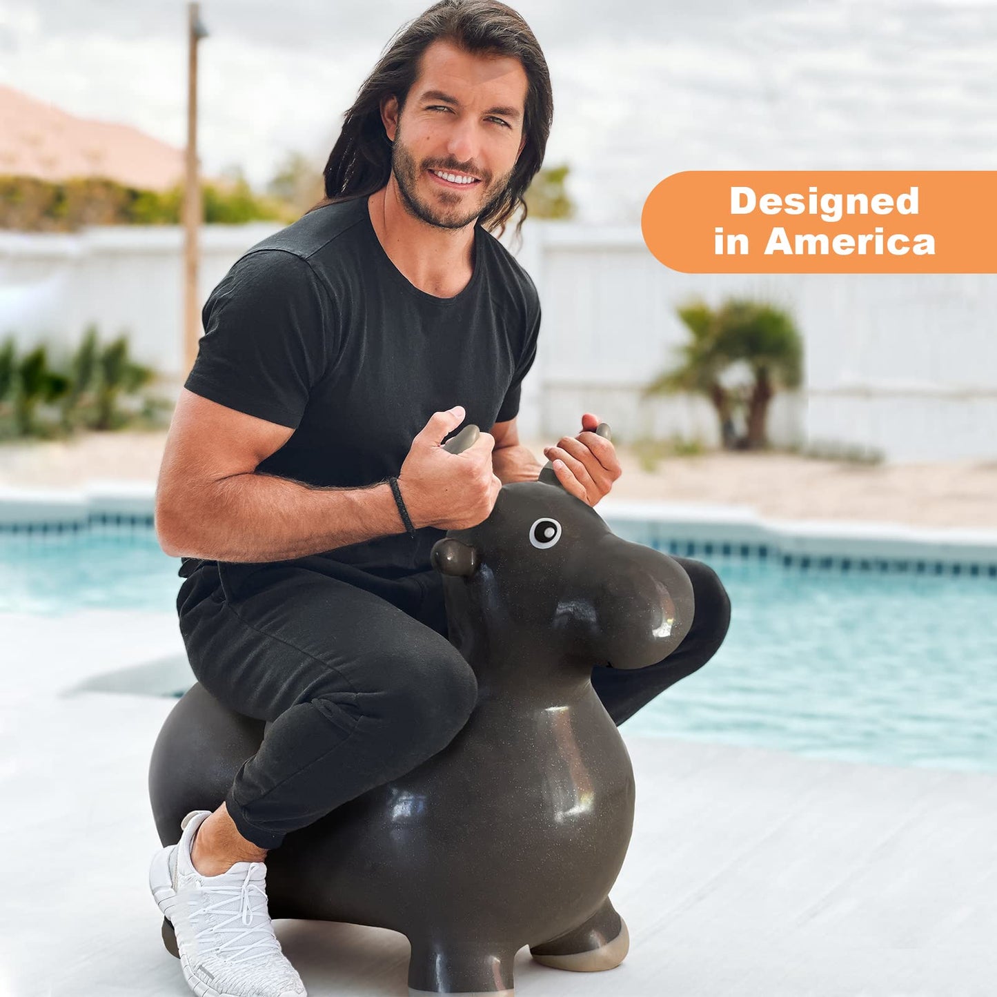 WALIKI Huge Bouncy Horse Hopper for Kids & Adults | X-Large Brown PVC Bull Riding Toy