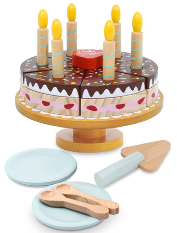 Pairpear Birthday Party Cake Playset For Kids,Wooden Toys Play Food