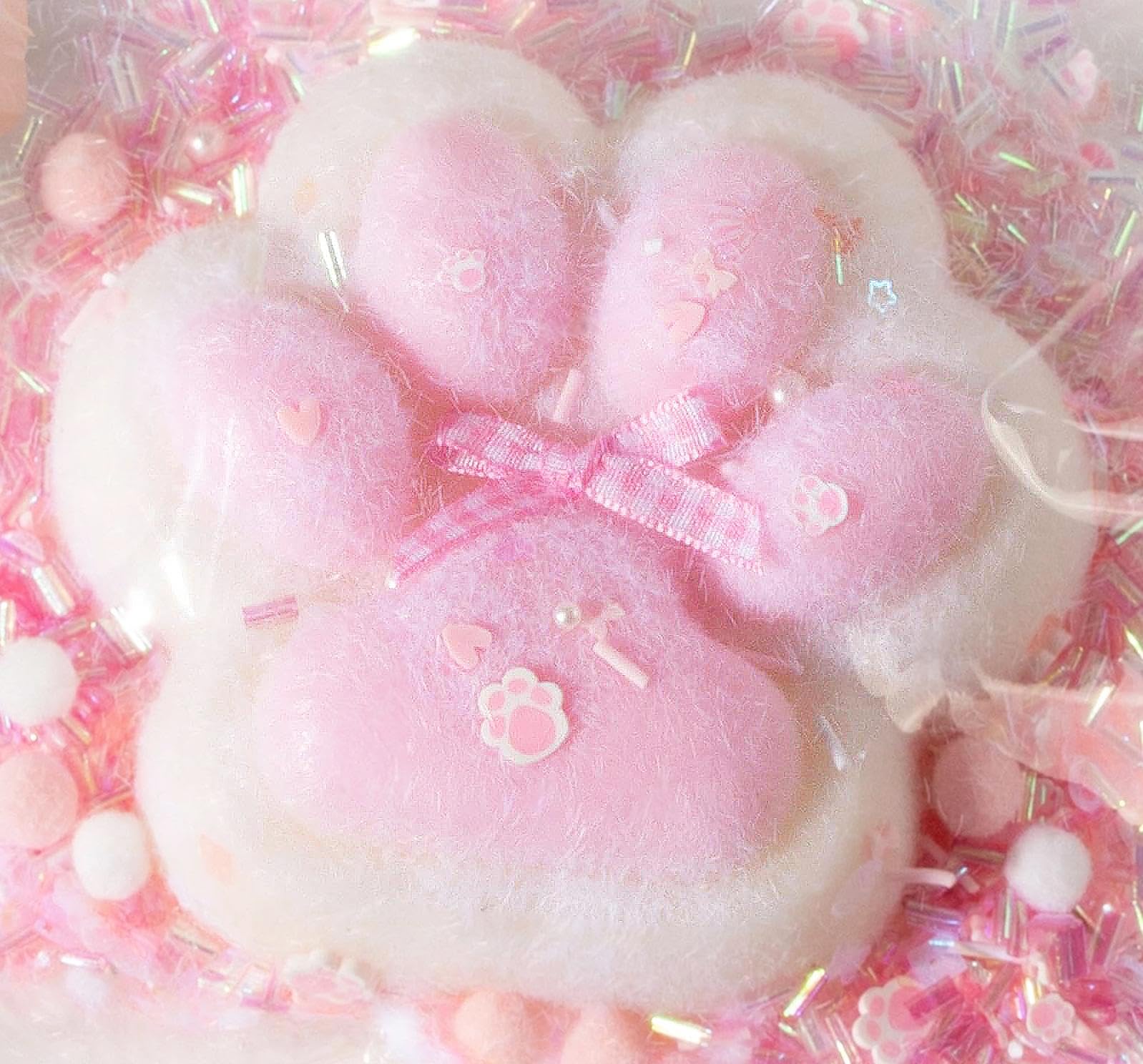 ZIFTY 4.7 Inch Large Paw Squishy Toys Big Furry Cat Paw Taba Squishy Squeeze Toys Stress Relieving Fidget Toy Sensory Toys for mature-themeds with DIY Accessories (Pink)