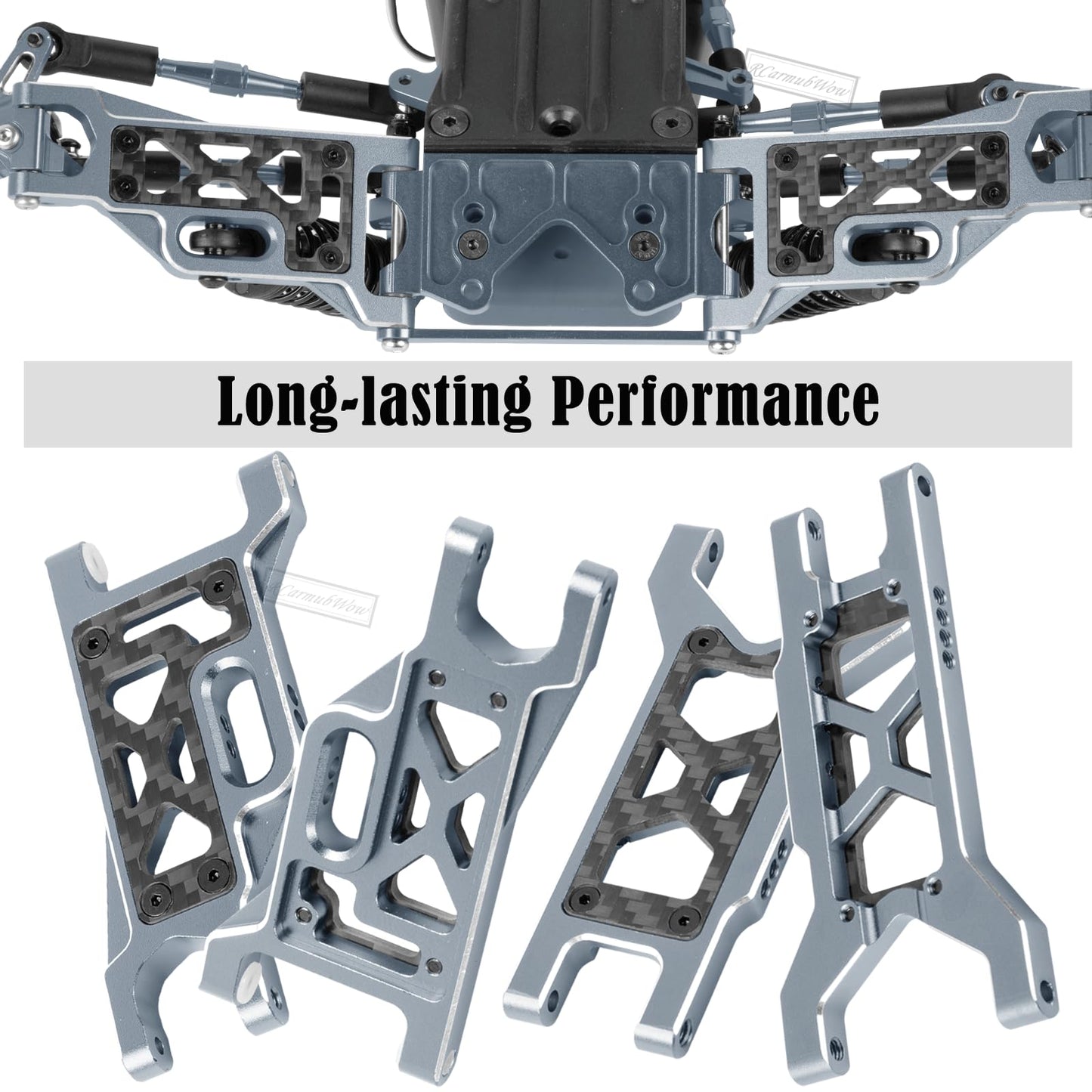 Rcarmubwow A Arms Upgrades Part For 1/10 Slash 2Wd,Slash 2Wd Vxl,Alloy Aluminum Front Rear Rc Suspension Arms,4Pcs,Titanium