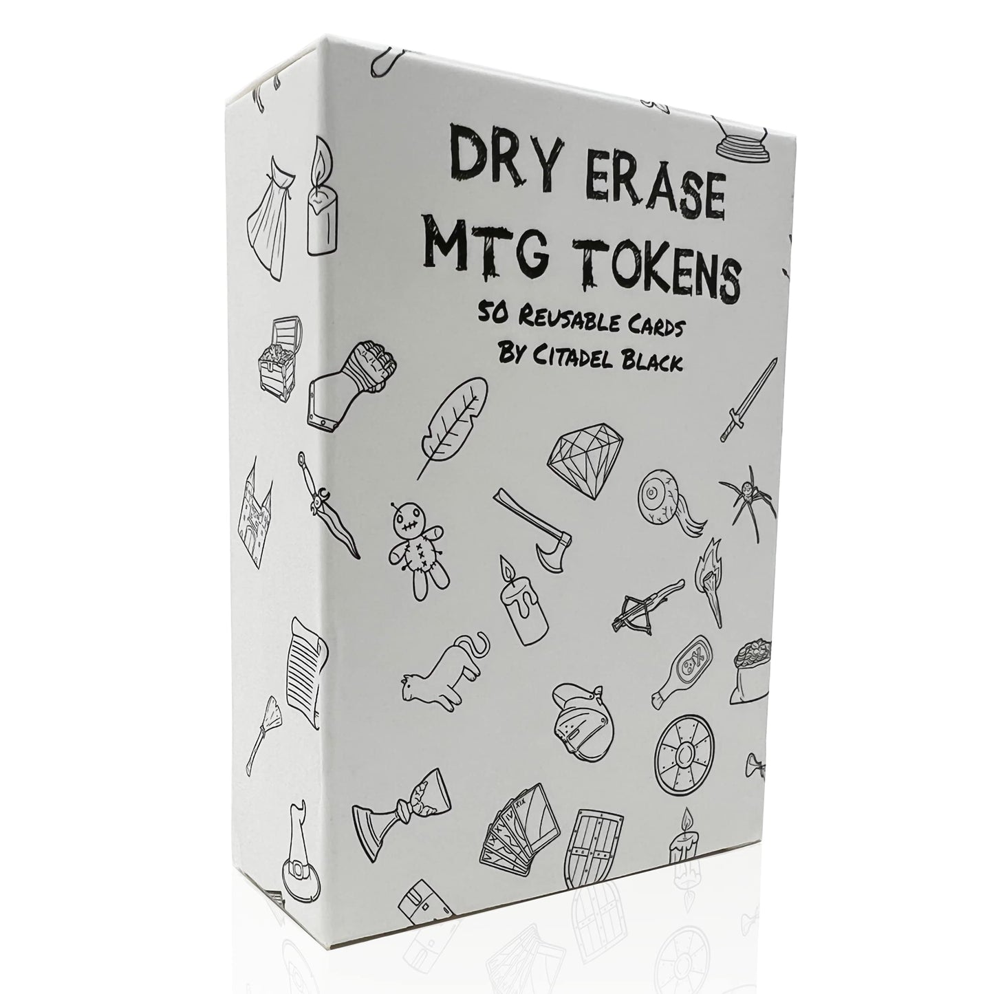 Citadel Black Dry Erase Mtg Tokens Set Of 50 Cards - With 2Pcs Erasers, Reversible Reusable Double-Sided Universal Tokens Proxy