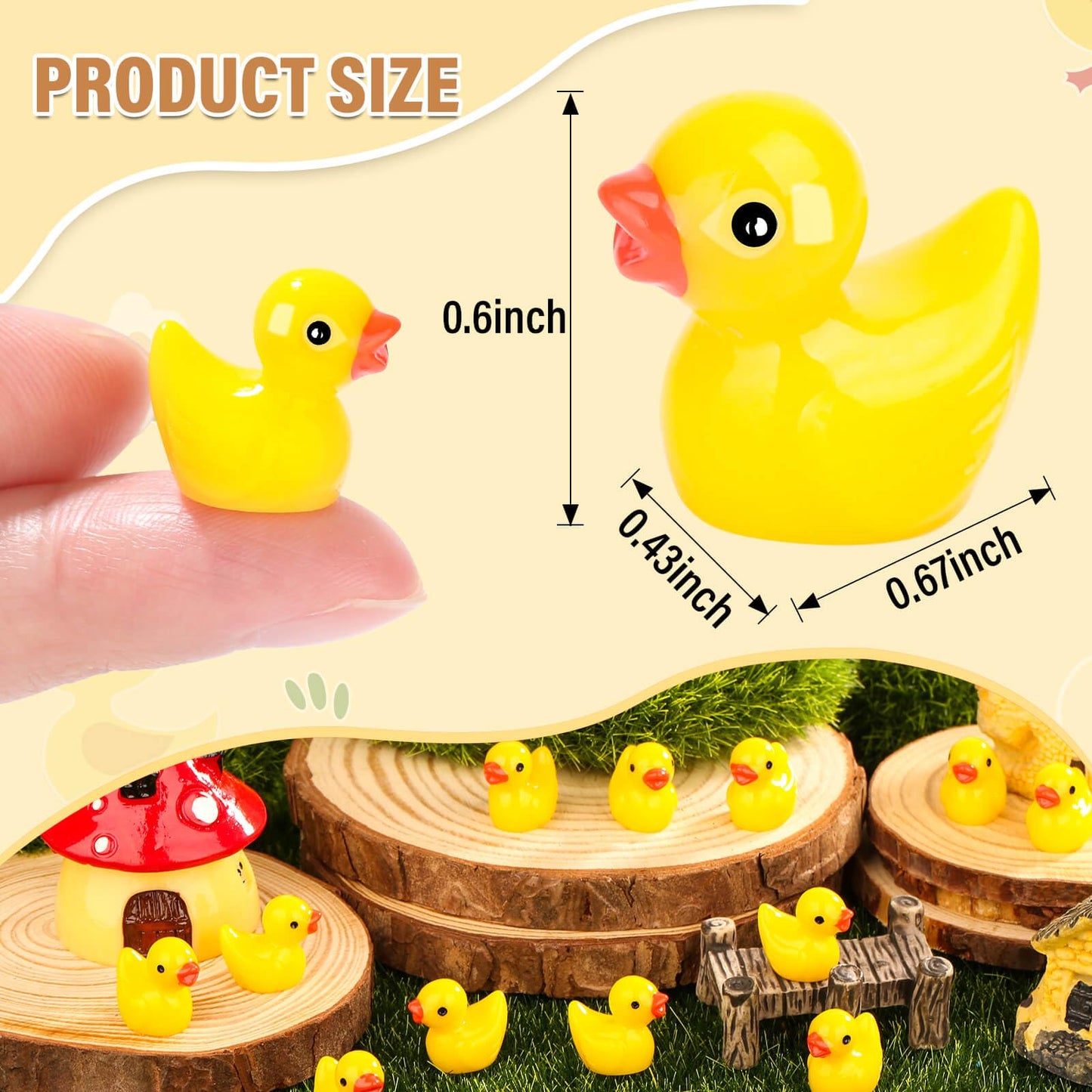 selizo 250PCS Mini Resin Ducks, Tiny Plastic Ducks Little Ducks to Hide, Small Resin Duck Charms Baby Ducks Bulk for Miniature D