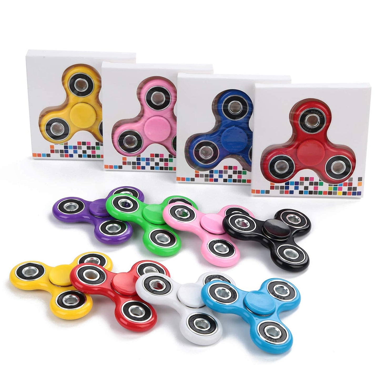 Scione Fidget Spinner Bulk 10 Pack Tri-Spinner Office Desk Classroom Adhd Anti Anxiety Focus Finger Fidget Spinners Stress Relief Toys Gifts For Adults Kids Party Favors Easter Basket Suffers
