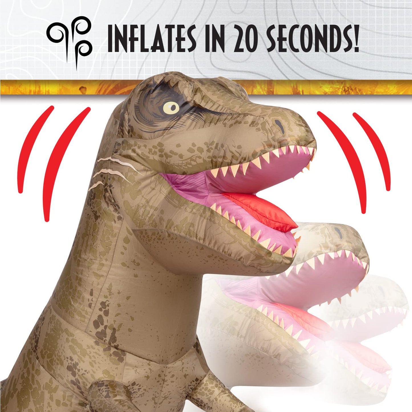 AIRTITANS Jurassic World Inflatable T Rex RC - 6 ft Long Nylon Dinosaur with Stomping & Roaring Action - Model 154231-1SOC