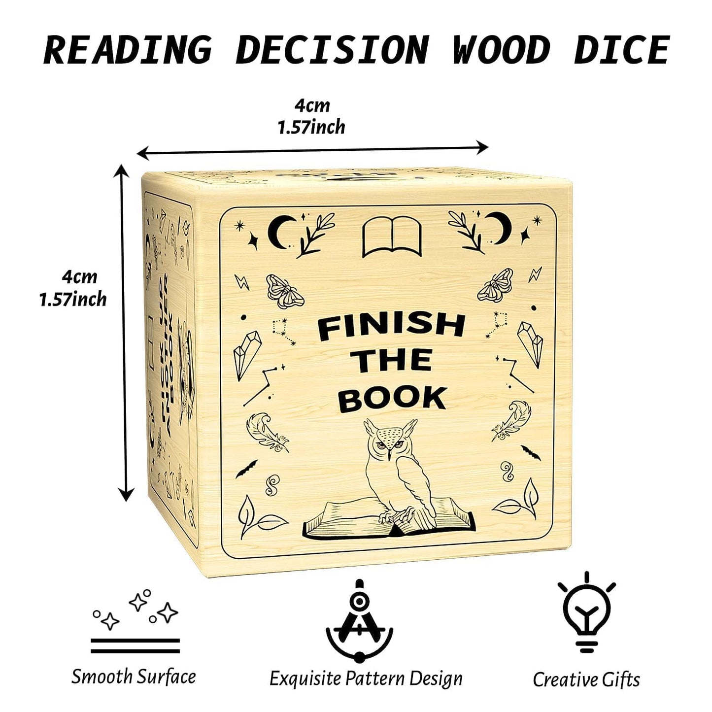 BALGELI Book Decision Dice for Couples - Wood Gift for Book Lovers, Beige, Ideal for Valentines Day Date Night