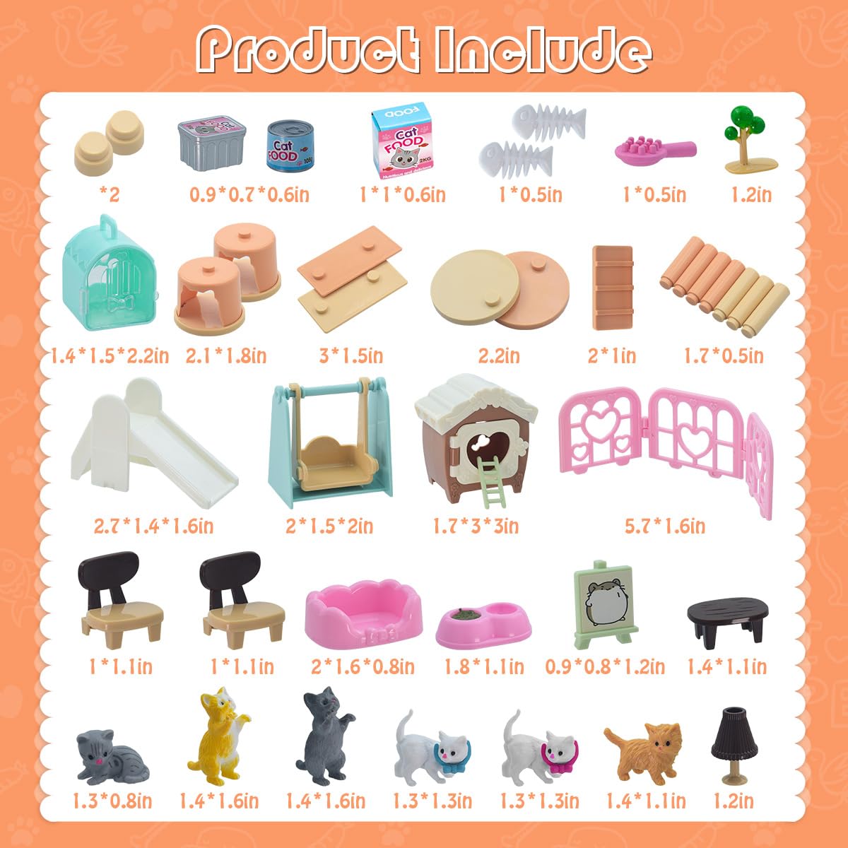 iselyn Cat Playset - 48Pcs Realistic Toy Figures & Accessories for Kids - Multicolor Educational Gift for Toddlers and Boys/Girls
