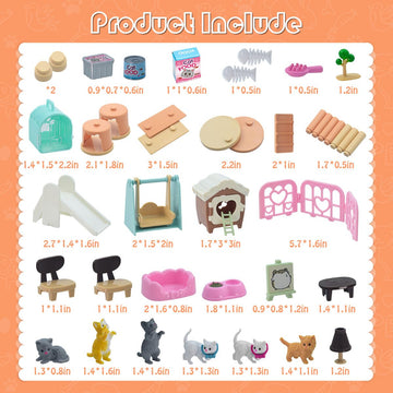 iselyn Cat Playset - 48Pcs Realistic Toy Figures & Accessories for Kids - Multicolor Educational Gift for Toddlers and Boys/Girls