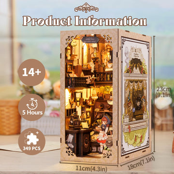 Fsolis Book Nook Kit, Diy Miniature House Kit Wooden Puzzle Booknook For Adults Decorative Bookend Bookshelf Alley Bookcase Deco