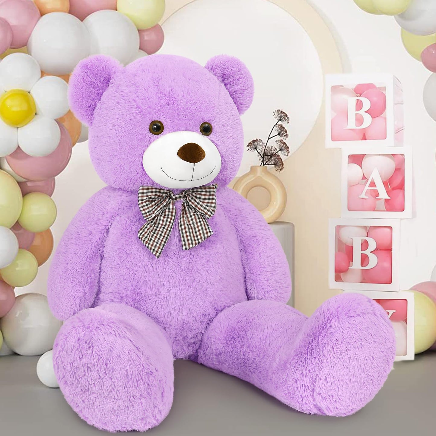 Maogolan Big Purple Human Size Teddy Bear 4 Feet 47 Inch Huge Lavender Teddy Extra Large Lilac Bears For Girlfriend Wife