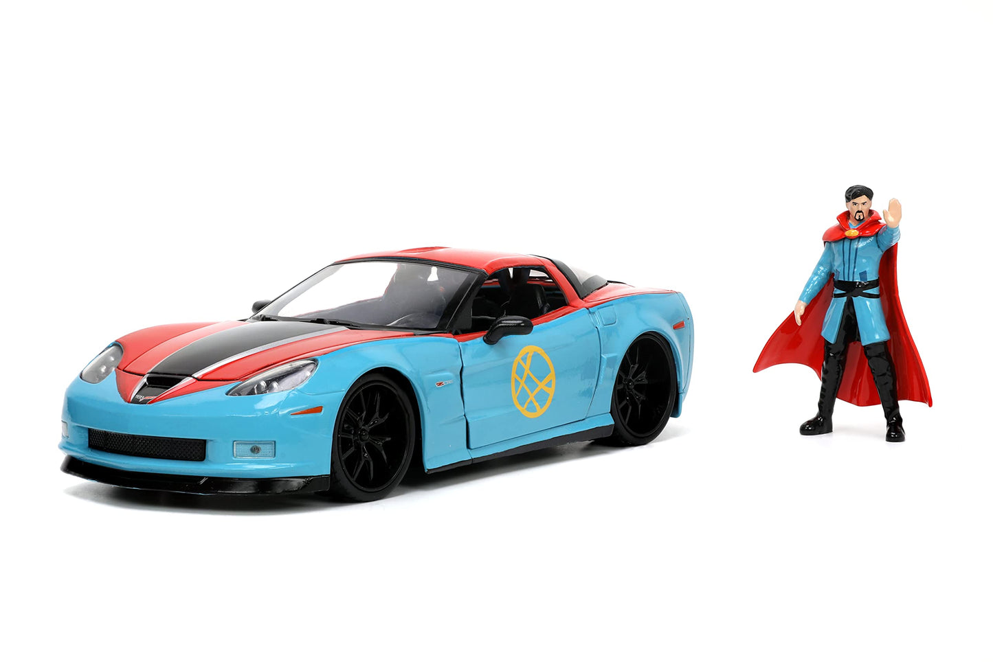 Jada Toys Marvel Doctor Strange 1:24 2006 Chevy Corvette Z06 Die-Cast Car with 2.75'' Dr. Strange Figure  Toys for Kids and mature-themeds (32115)