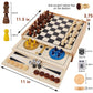 Juegoal 7-In-1 Wooden Board Game Set For Kids Adults, Tabletop Combo Classic Travel Portable Board Games (Chess, Checkers, Chinese Checkers, Backgammon, Parcheesi, Snakes And Ladders, Tic Tac Toe)