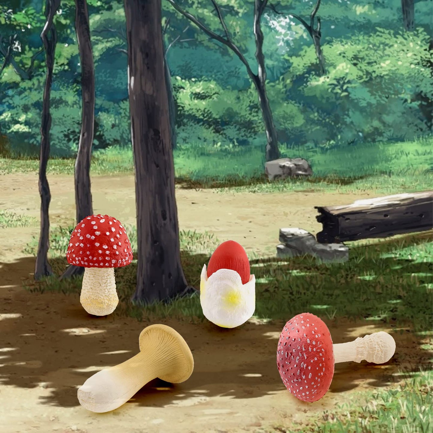 GUFOPONAS 1.5Inch Mushroom Toy Set Fantastic Fungi Figure 4PCS Realistic Life Cycle of Mushroom Decor for Diorama Projects Kids