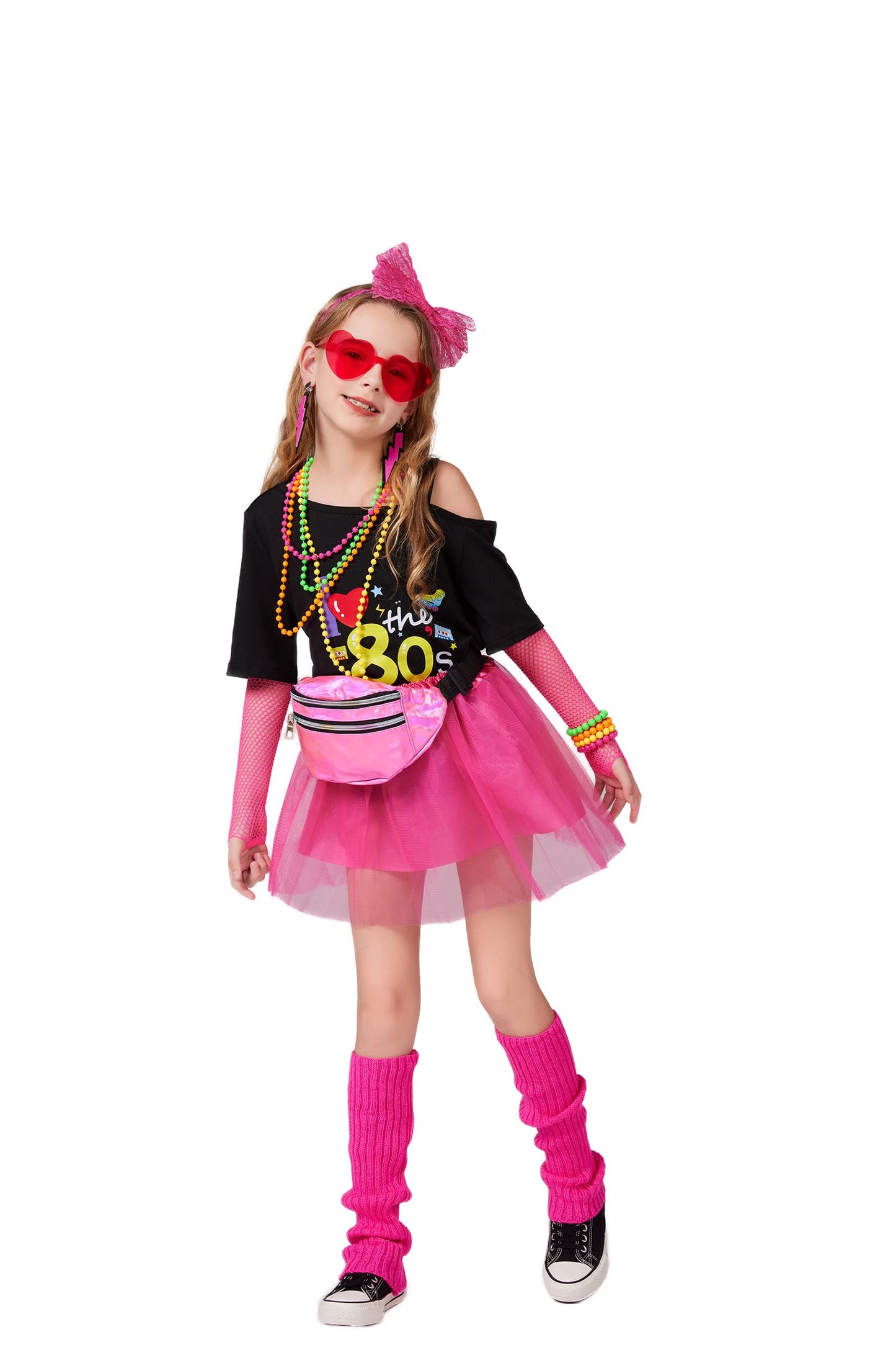 Girls 80S Costume Accessories Set Kids 80S Outfit Costume Halloween (4-5 Years)